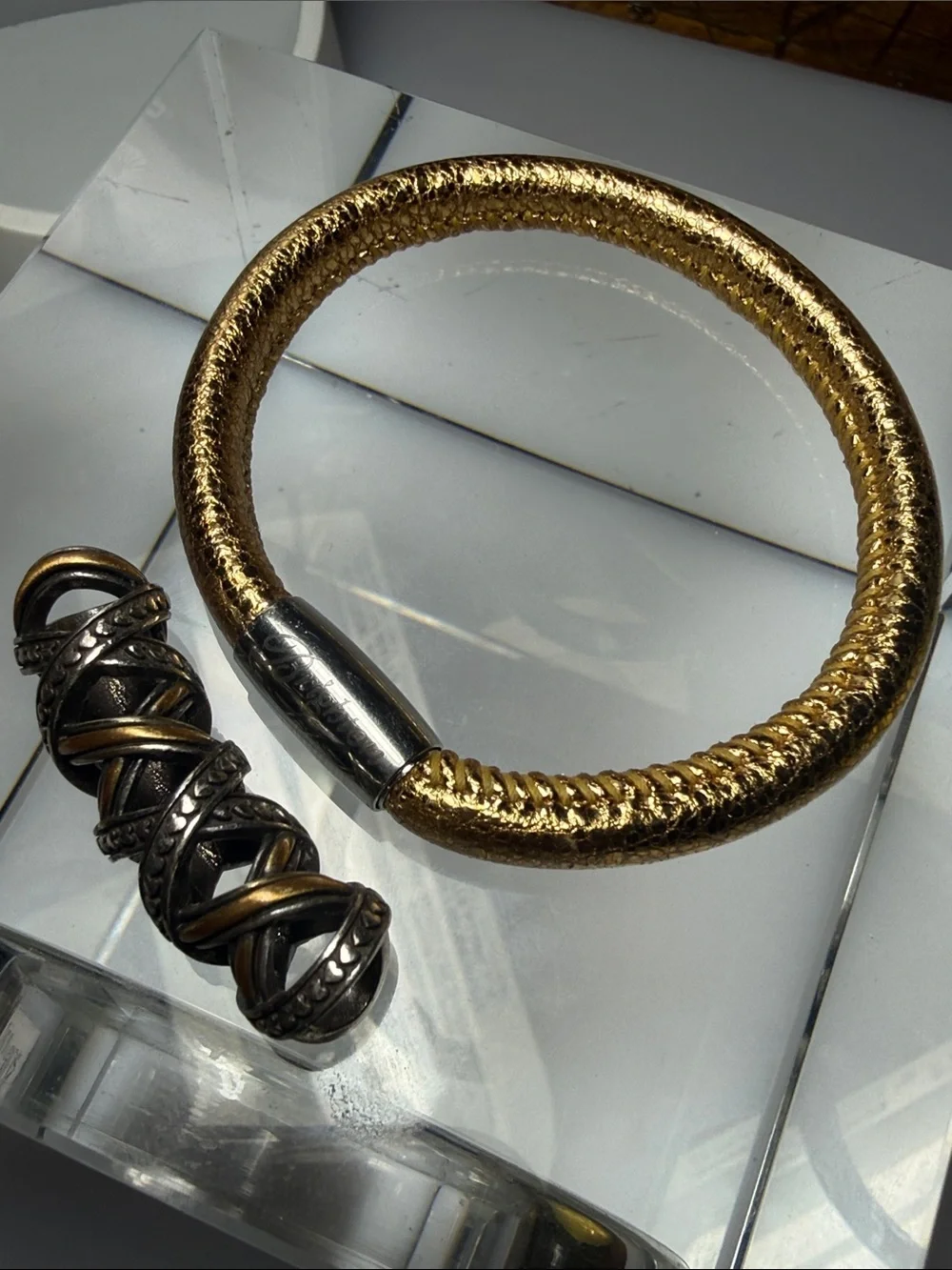 Brighton Woodstock Single Gold and Silver Bracelet